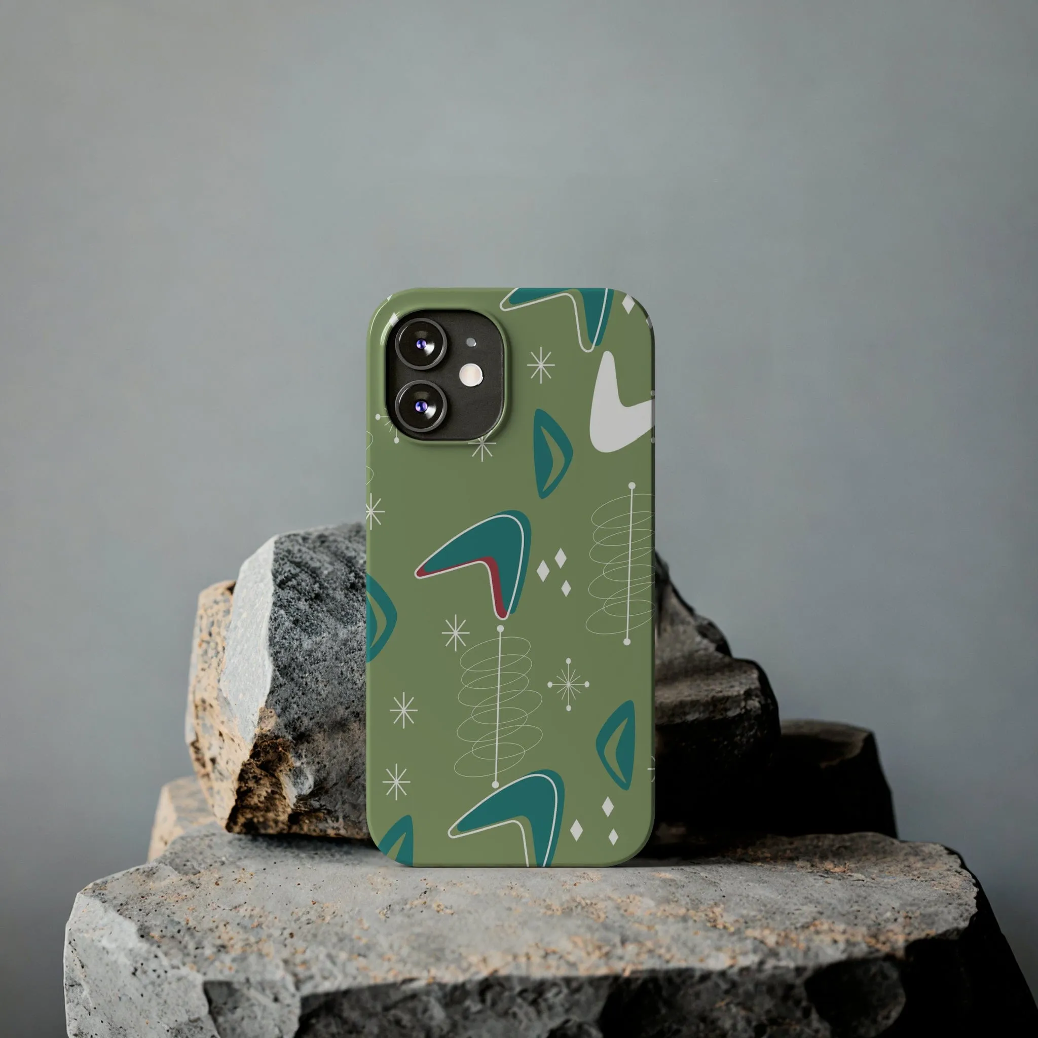 Mid Century Modern Atomic Boomerange, 50s Space Age, New Smart Phone 15 Models, Trendy Slim Phone Cases