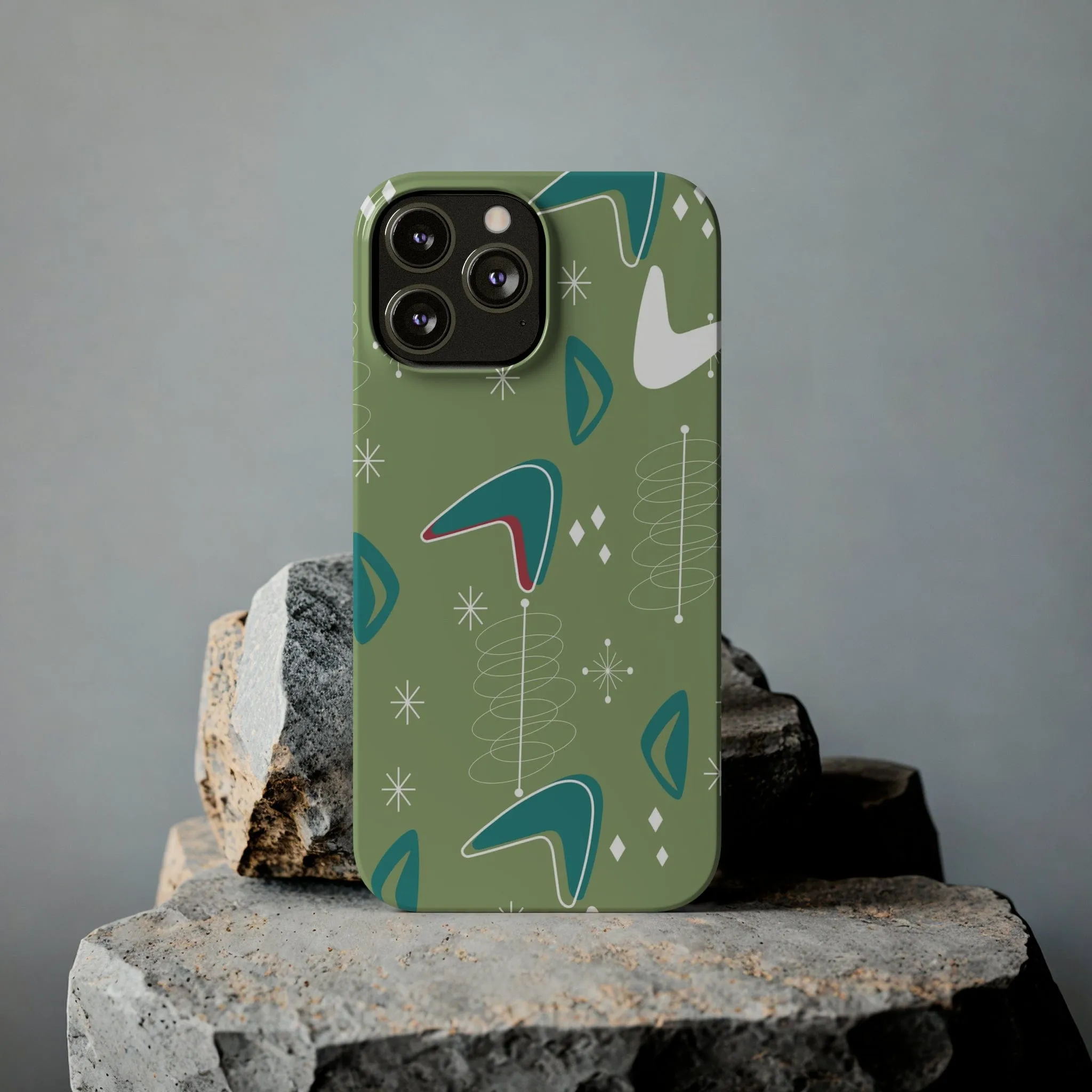 Mid Century Modern Atomic Boomerange, 50s Space Age, New Smart Phone 15 Models, Trendy Slim Phone Cases