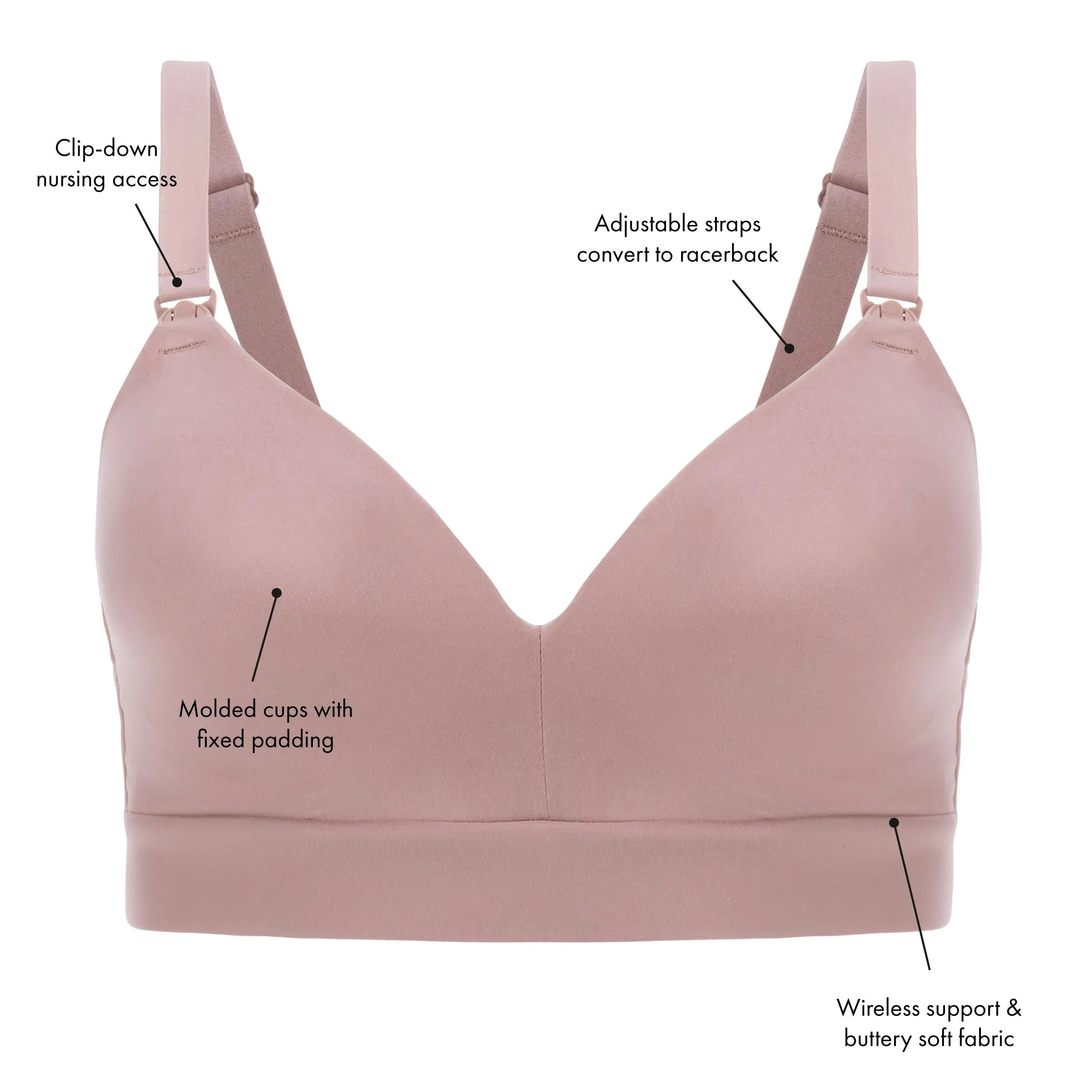 Minimalist Maternity & Nursing Plunge Bra | Lilac Stone