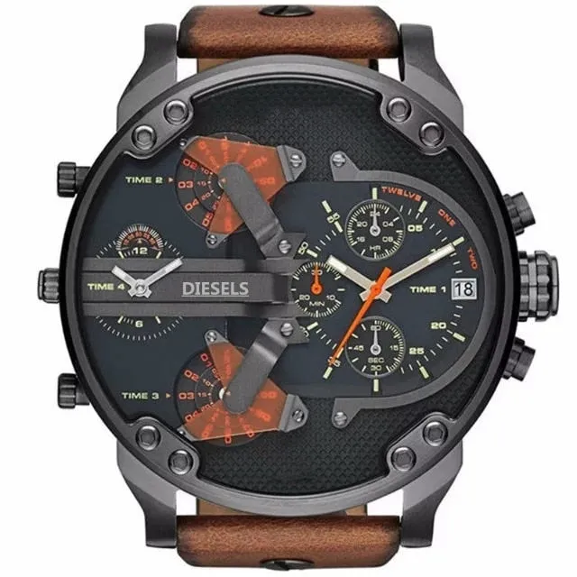 Montre luxe Military Clock Leather  Watch Men's Sport Quartz Diesels Watch