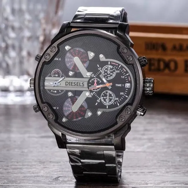 Montre luxe Military Clock Leather  Watch Men's Sport Quartz Diesels Watch