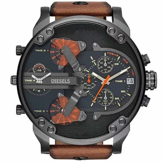 Montre luxe Military Clock Leather  Watch Men's Sport Quartz Diesels Watch