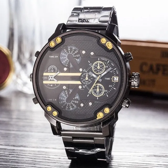 Montre luxe Military Clock Leather  Watch Men's Sport Quartz Diesels Watch