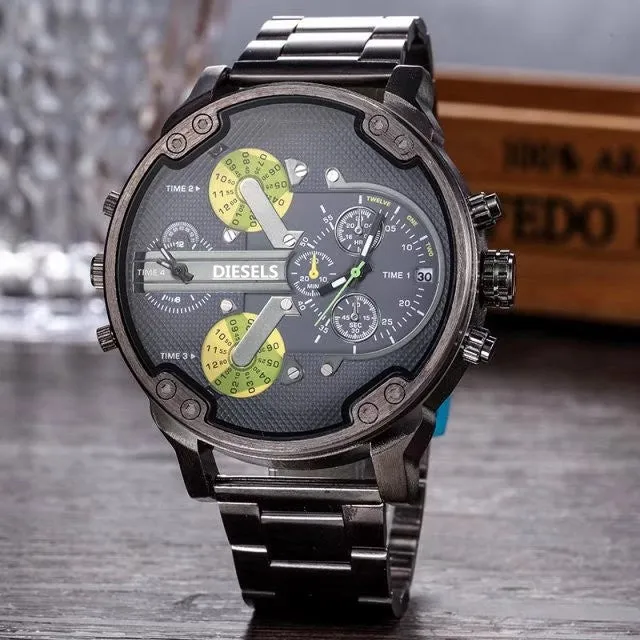 Montre luxe Military Clock Leather  Watch Men's Sport Quartz Diesels Watch