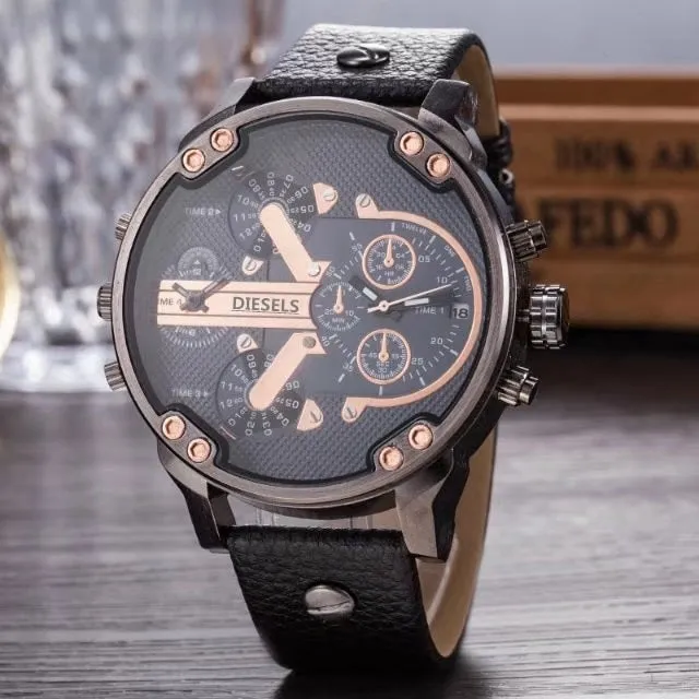 Montre luxe Military Clock Leather  Watch Men's Sport Quartz Diesels Watch