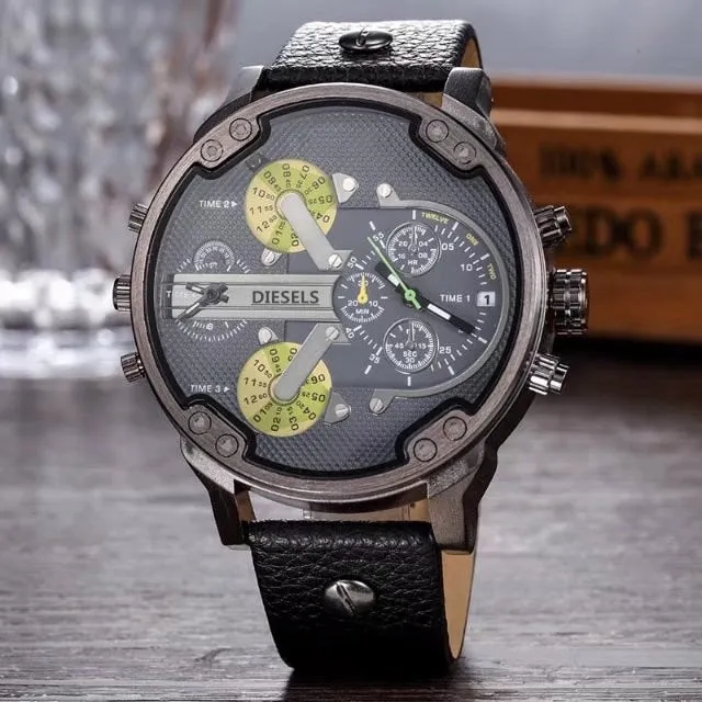 Montre luxe Military Clock Leather  Watch Men's Sport Quartz Diesels Watch