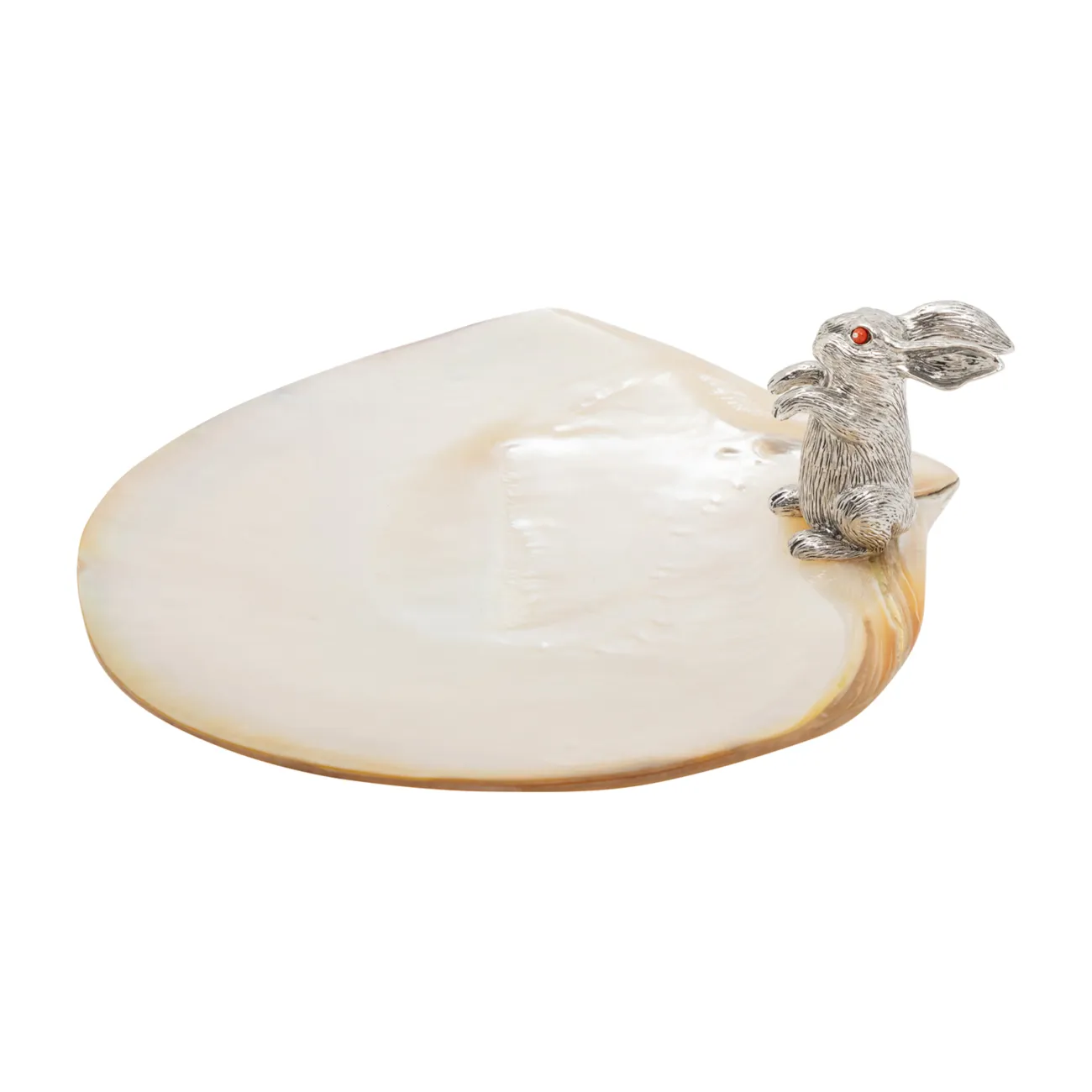 Mother of Pearl Canape Plate with Hopping Silver Rabbit