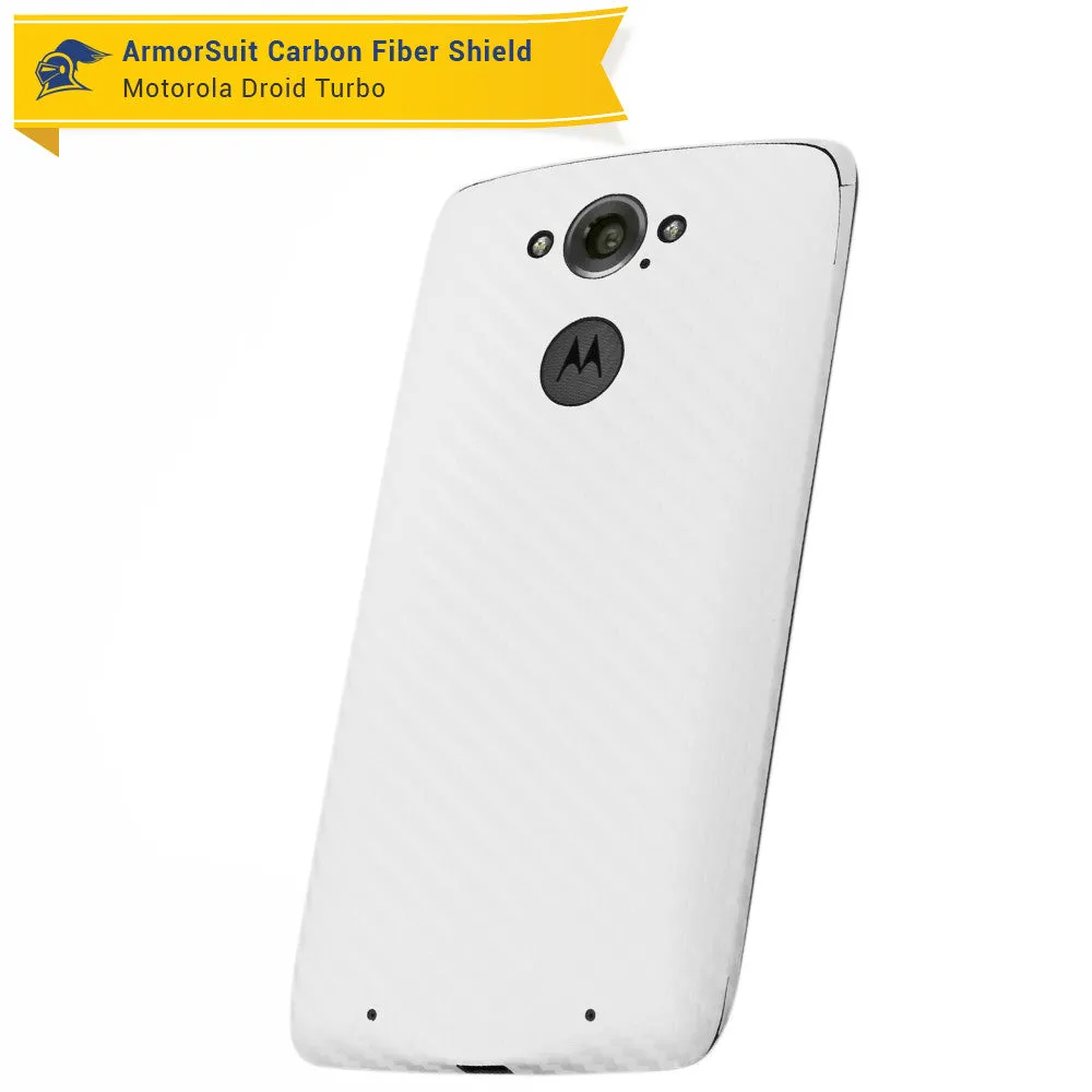 Motorola Droid Turbo Screen Protector   White Carbon Fiber Skin (Not For Special Edition Ballistic Nylon Version)