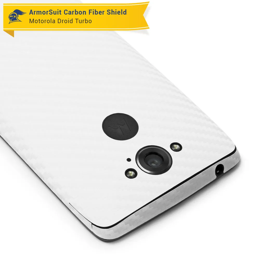 Motorola Droid Turbo Screen Protector   White Carbon Fiber Skin (Not For Special Edition Ballistic Nylon Version)