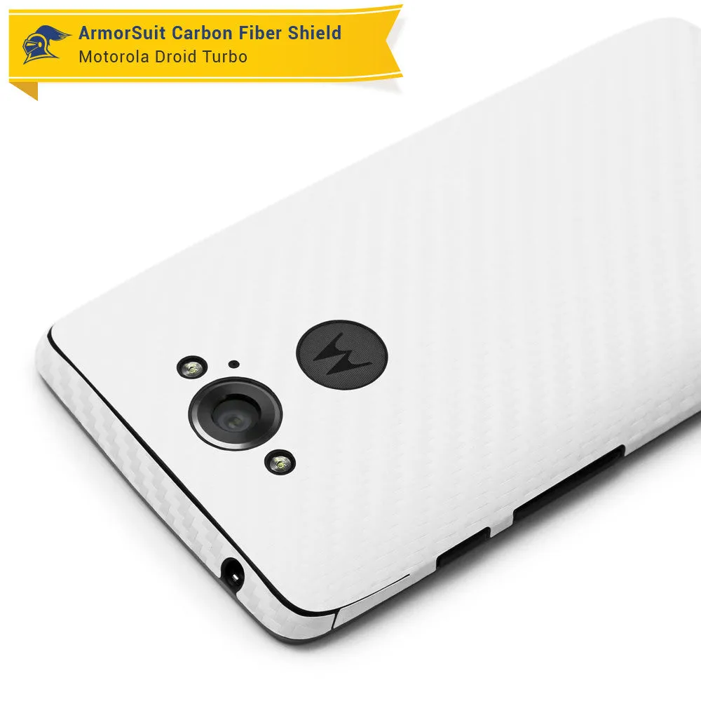 Motorola Droid Turbo Screen Protector   White Carbon Fiber Skin (Not For Special Edition Ballistic Nylon Version)