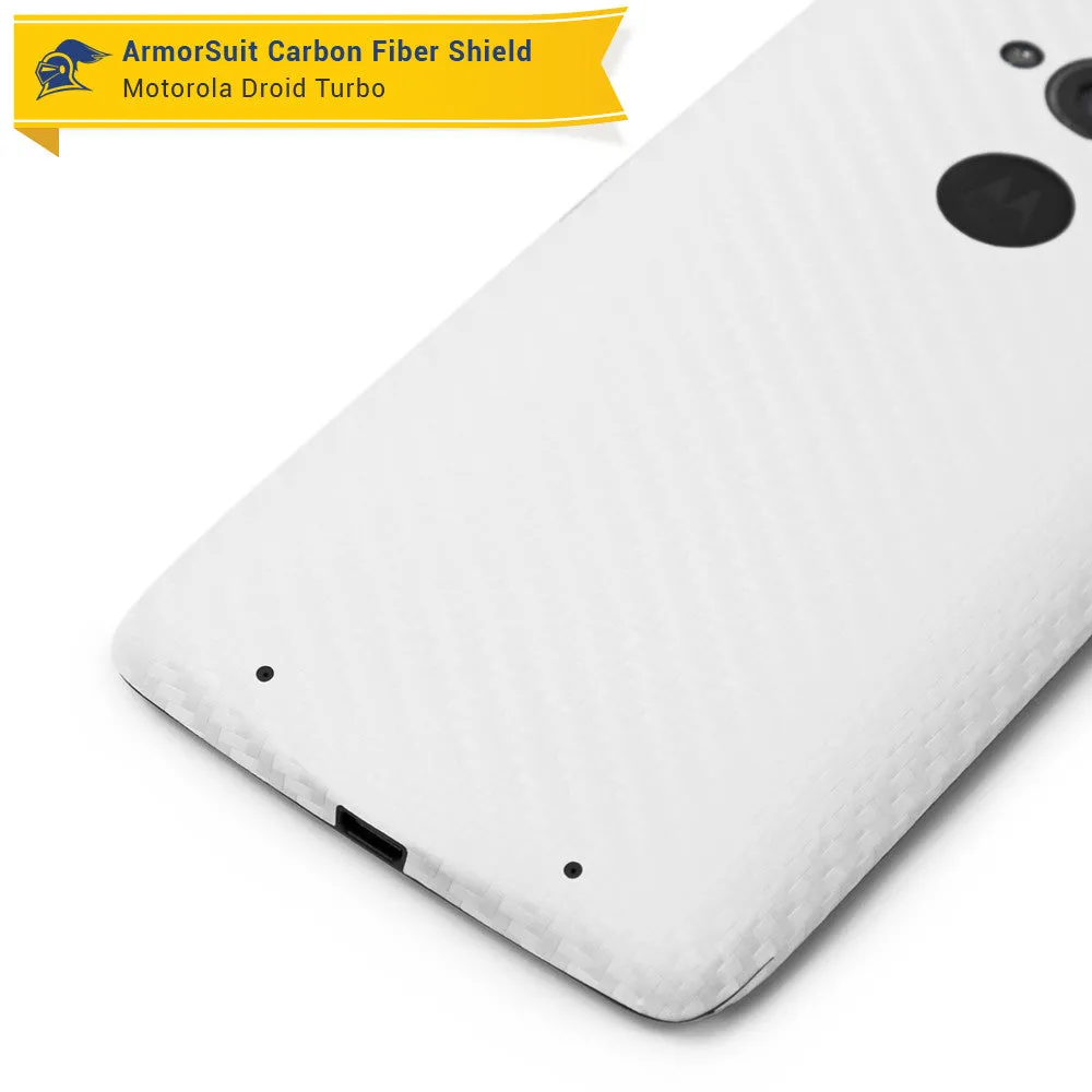 Motorola Droid Turbo Screen Protector   White Carbon Fiber Skin (Not For Special Edition Ballistic Nylon Version)