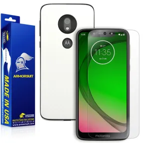 Motorola Moto G7 Play Screen Protector   White Carbon Fiber Skin Protector