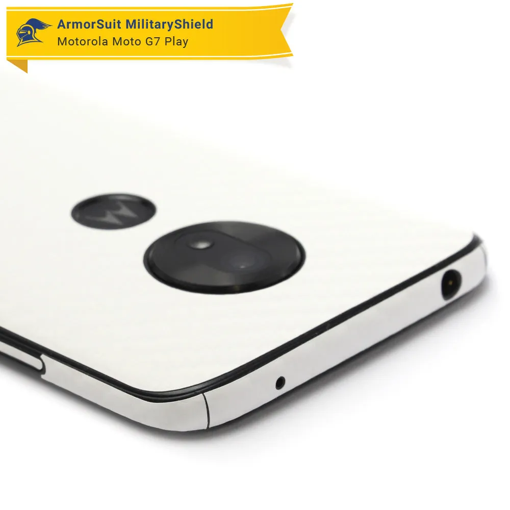Motorola Moto G7 Play Screen Protector   White Carbon Fiber Skin Protector