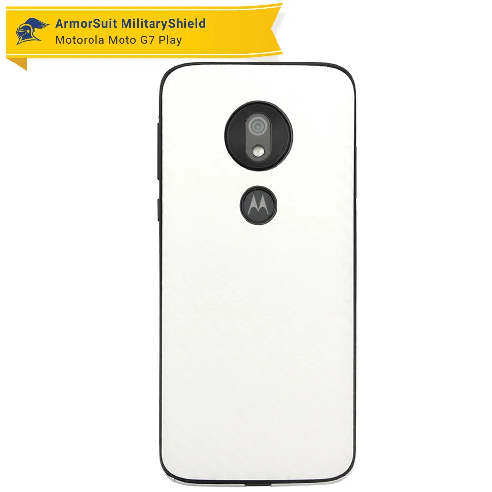Motorola Moto G7 Play Screen Protector   White Carbon Fiber Skin Protector