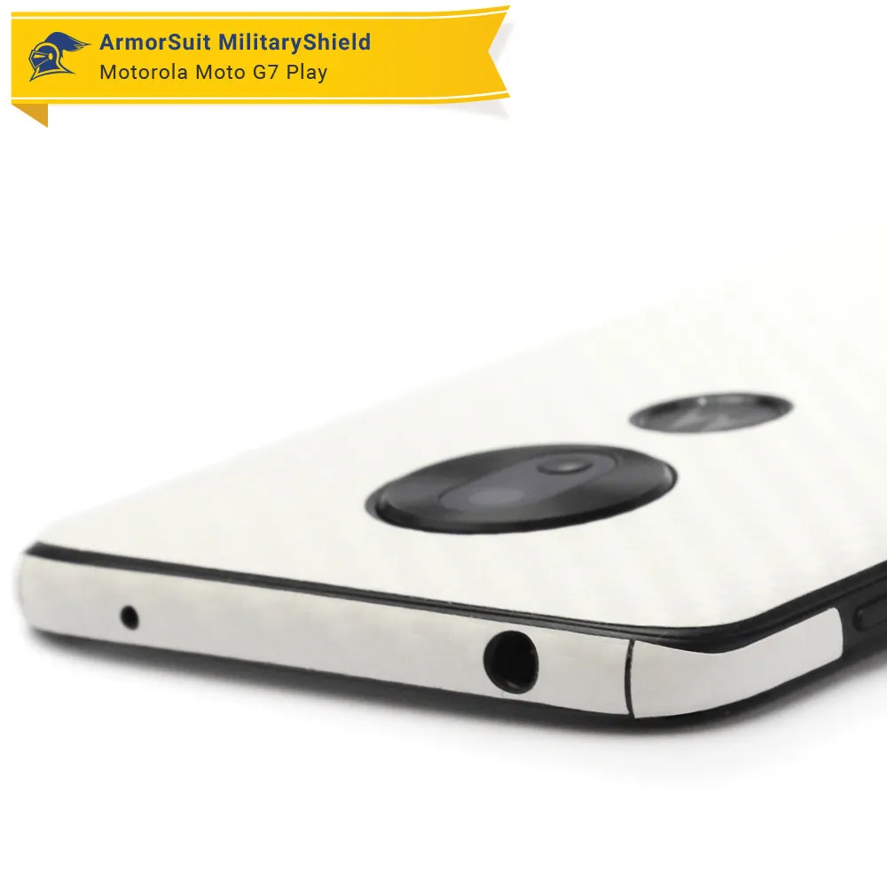 Motorola Moto G7 Play Screen Protector   White Carbon Fiber Skin Protector