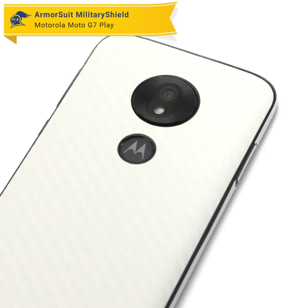 Motorola Moto G7 Play Screen Protector   White Carbon Fiber Skin Protector