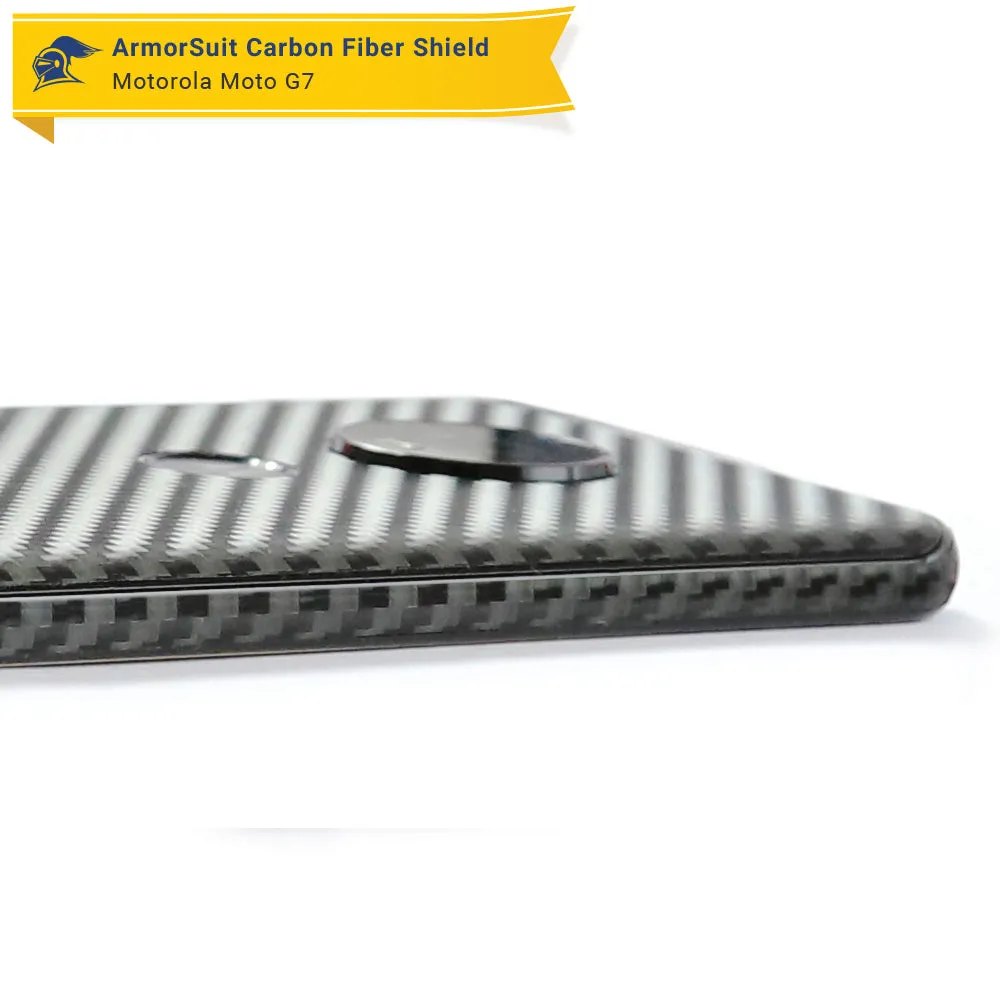 Motorola Moto G7 Screen Protector   Black Carbon Fiber Skin Protector