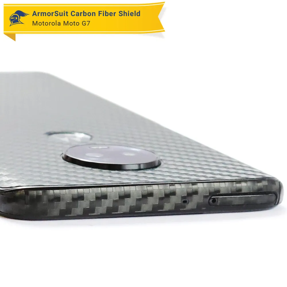 Motorola Moto G7 Screen Protector   Black Carbon Fiber Skin Protector