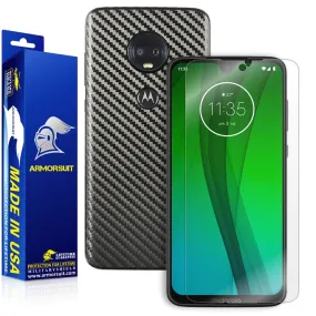Motorola Moto G7 Screen Protector   Black Carbon Fiber Skin Protector
