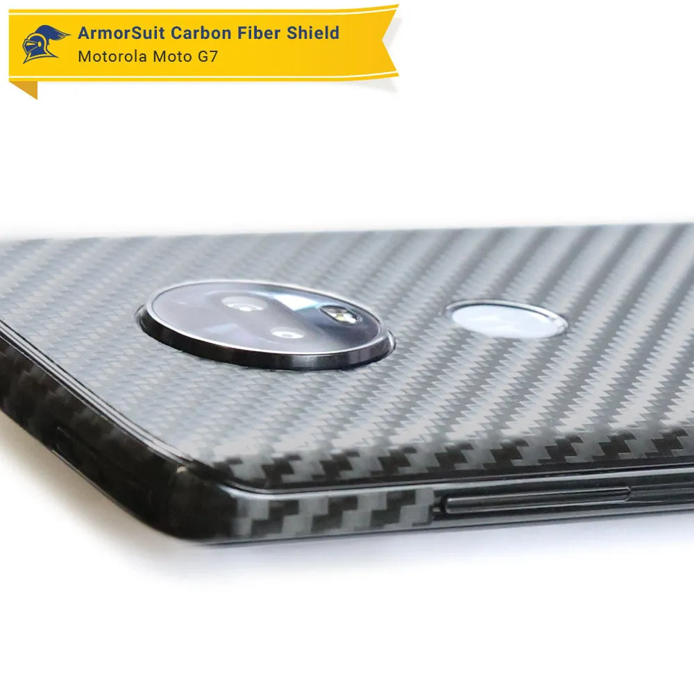 Motorola Moto G7 Screen Protector   Black Carbon Fiber Skin Protector