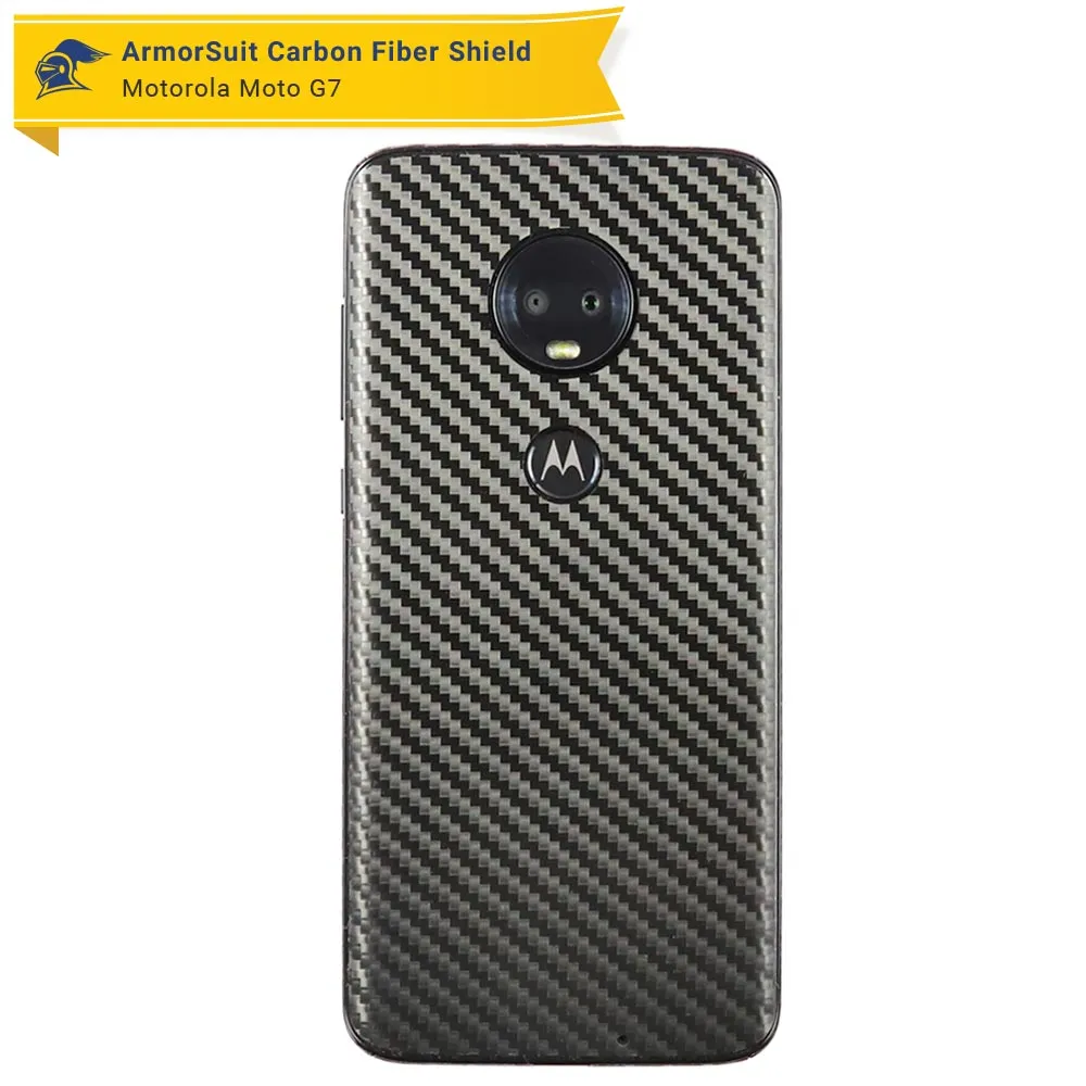 Motorola Moto G7 Screen Protector   Black Carbon Fiber Skin Protector