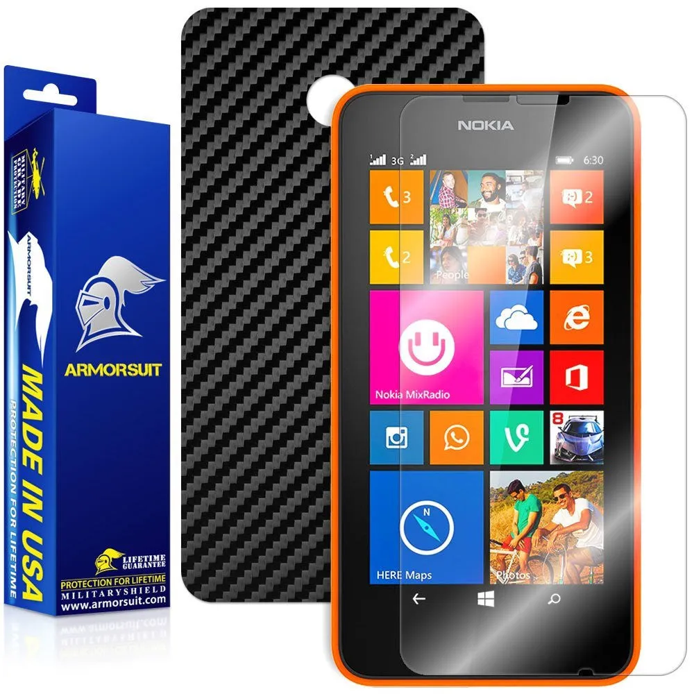 Nokia Lumia 630 / 635 Screen Protector   Black Carbon Fiber Film Protector