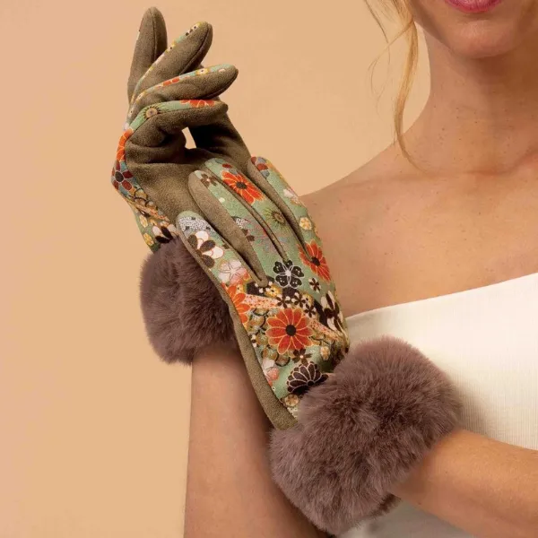 Olive & Rust Bernadette 70s Floral Kaleidoscope Gloves {clearance}