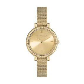 Olivia Burton 30mm Yellow Gold Plated Caviar Beaded Quartz Watch