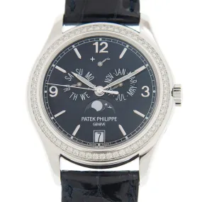Patek Philippe Complications Annual Calendar Blue Dial 18kt White Gold Diamond Blue Leather Men's Watch 5147G-001