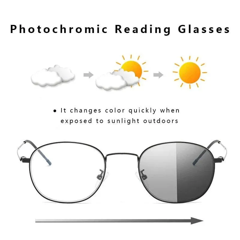 Photochromic Progressive Multifocal Anti Blue Light Ultralight Reading Glasses