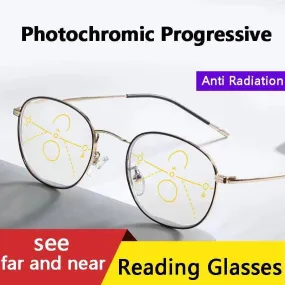 Photochromic Progressive Multifocal Anti Blue Light Ultralight Reading Glasses