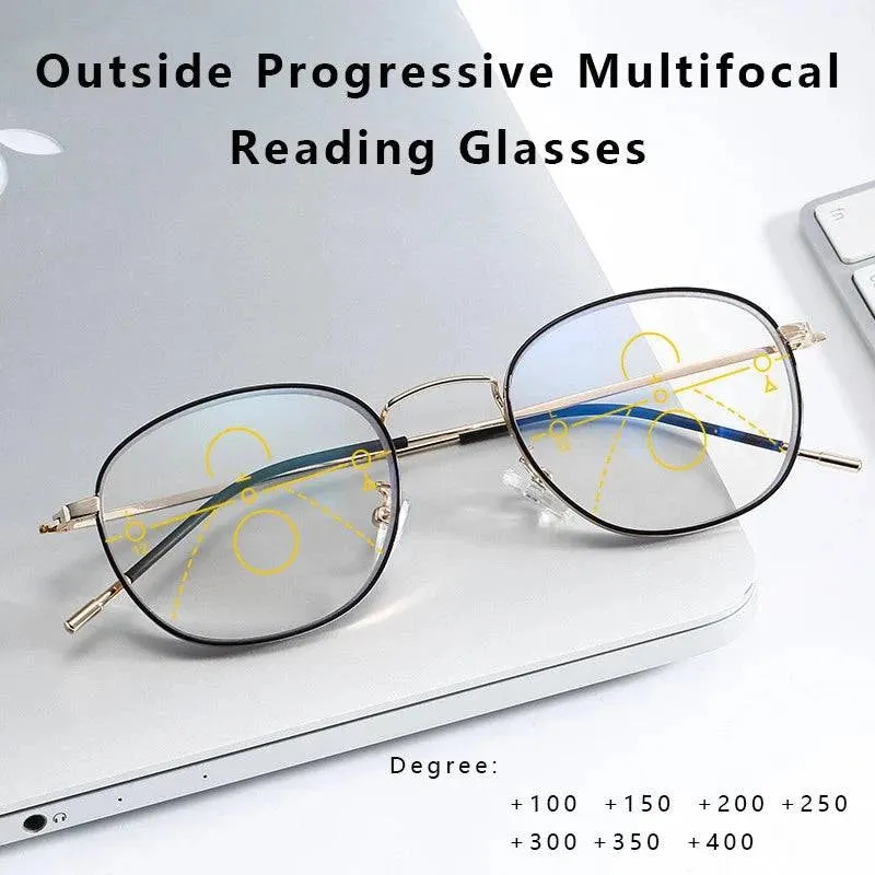 Photochromic Progressive Multifocal Anti Blue Light Ultralight Reading Glasses