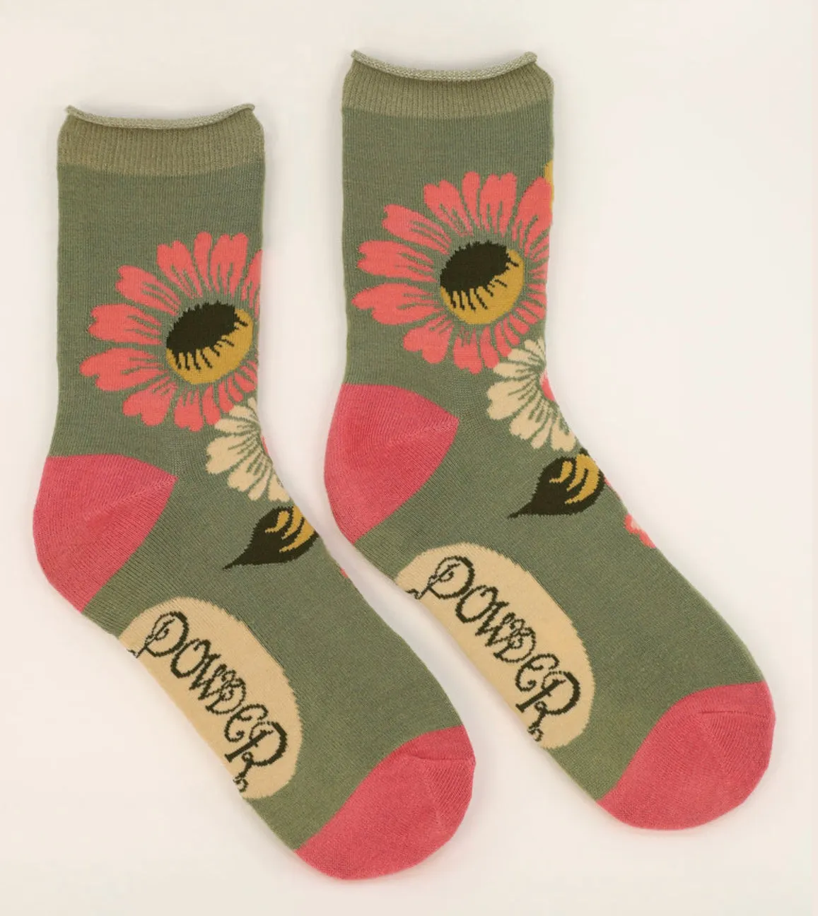 Powder Vintage Flora Ankle Socks - Sage