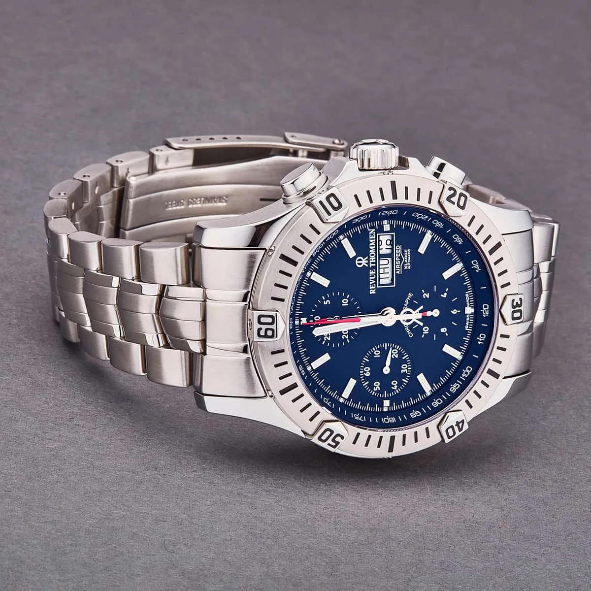 Revue Thommen Men's 16071.6126 'Airspeed' Blue Dial Day-Date Chronograph Automatic Watch