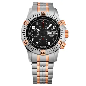 Revue Thommen Men's 16071.6154 'Air speed' Black Dial Chronograph Day-Date Two-Tone Swiss Automatic Watch