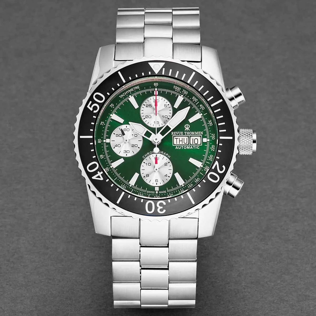 Revue Thommen Men's 17030.6121 'Divers' Green Dial Day-Date Chronograph Automatic Watch