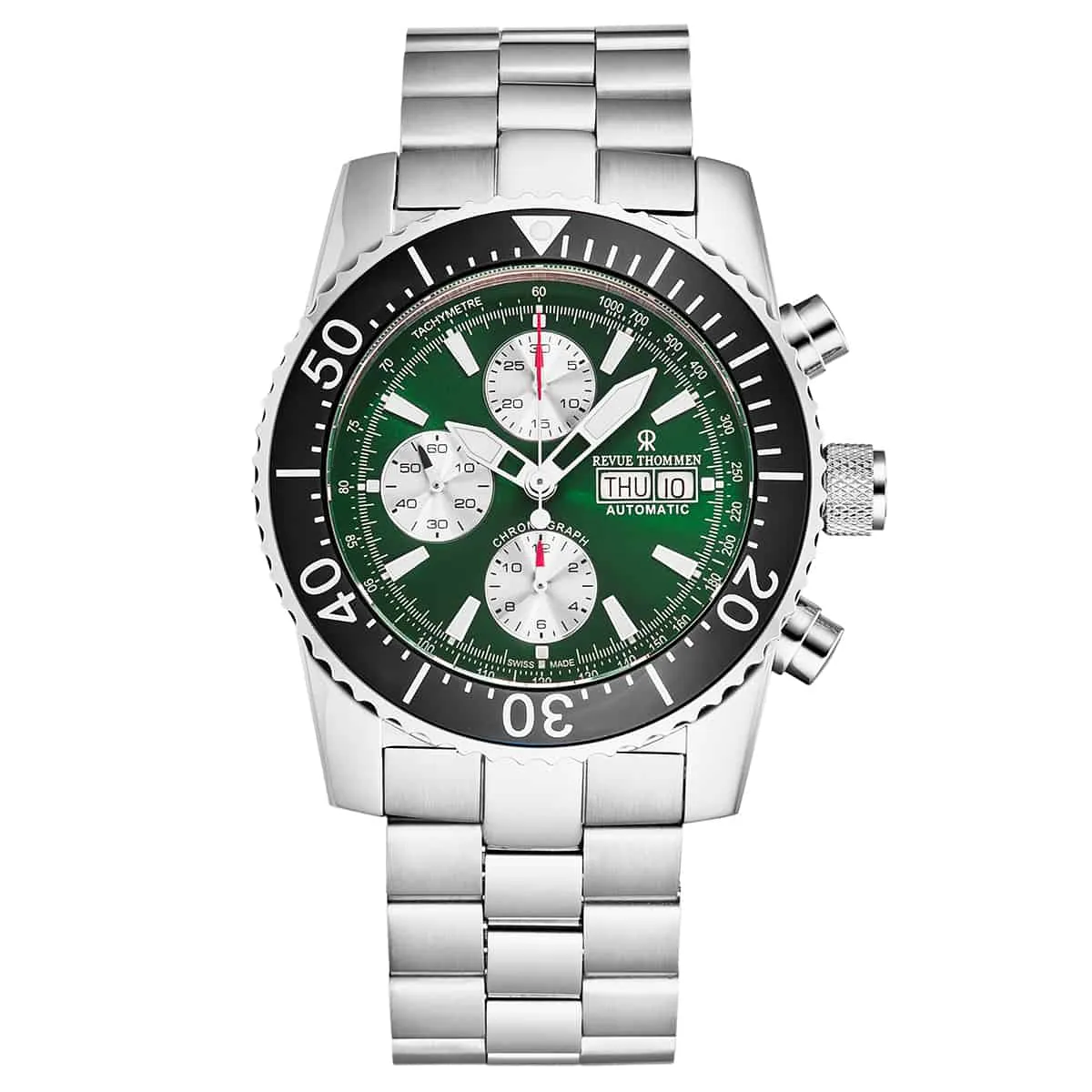 Revue Thommen Men's 17030.6121 'Divers' Green Dial Day-Date Chronograph Automatic Watch
