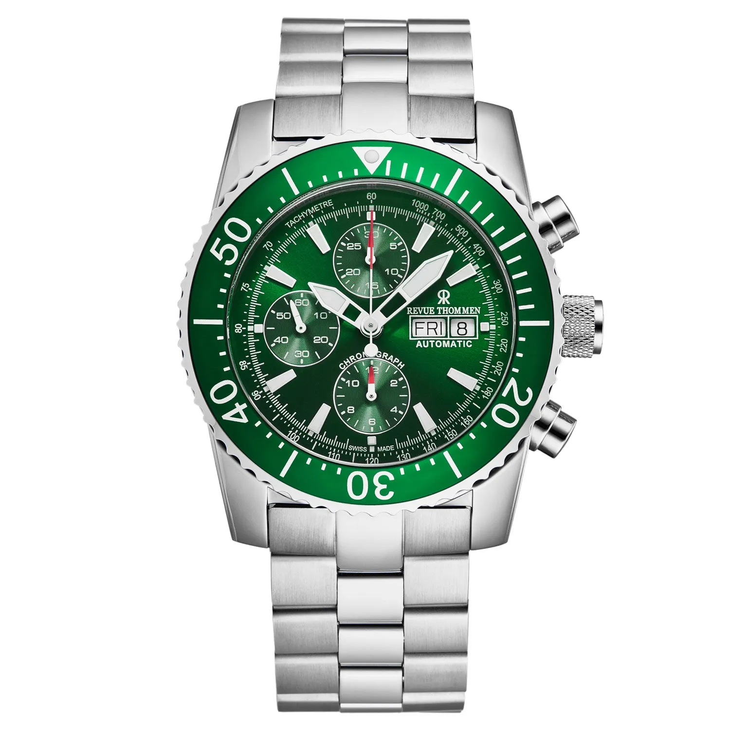 Revue Thommen Men's 17030.6132 'Divers' Green Dial Day-Date Chronograph Automatic Watch