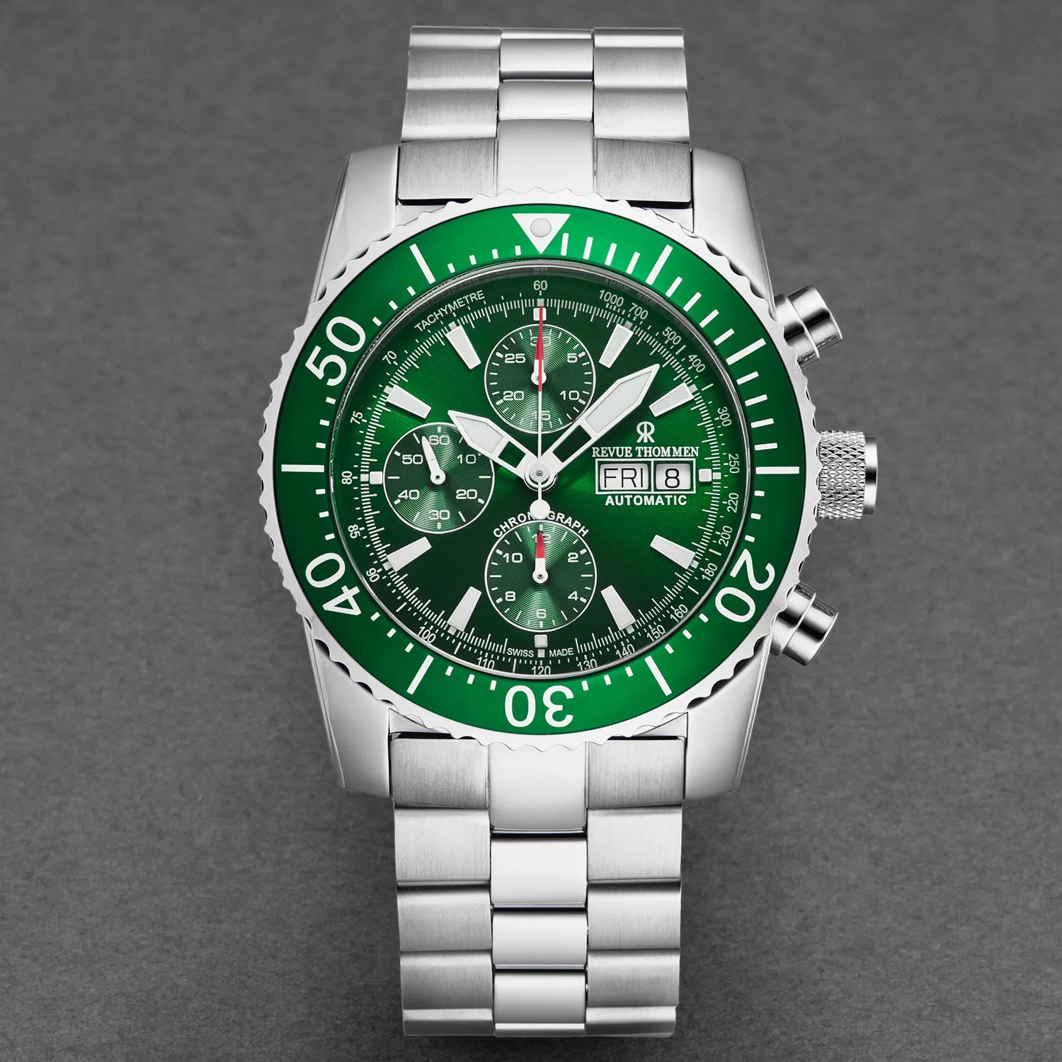 Revue Thommen Men's 17030.6132 'Divers' Green Dial Day-Date Chronograph Automatic Watch