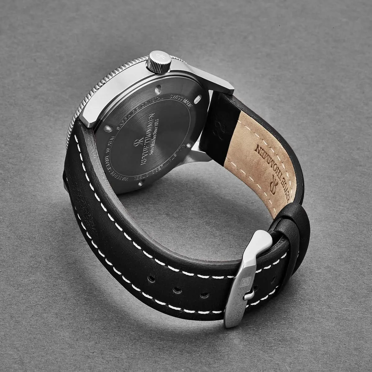 Revue Thommen Men's 17060.2526 'Pilot' Salmon Dial Black Leather Strap Automatic Watch