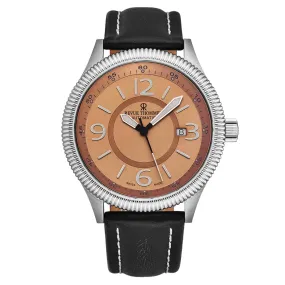 Revue Thommen Men's 17060.2526 'Pilot' Salmon Dial Black Leather Strap Automatic Watch