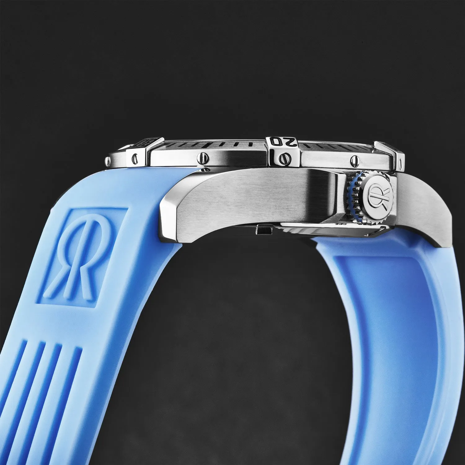 Revue Thommen Men's 'Air speed' Black Dial Blue Rubber Strap Automatic Watch 16070.4635