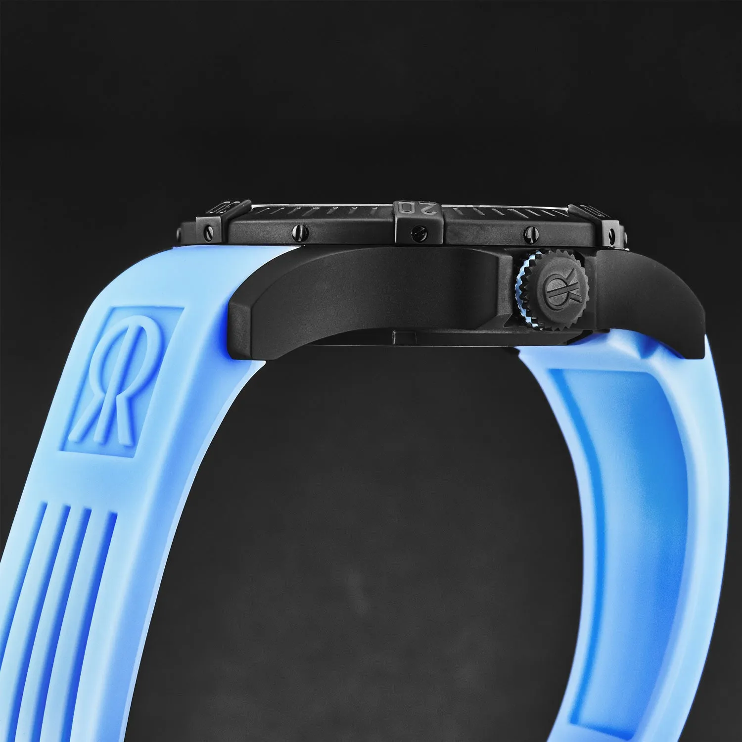Revue Thommen Men's 'Air speed' Black Dial Blue Rubber Strap Automatic Watch 16070.4675