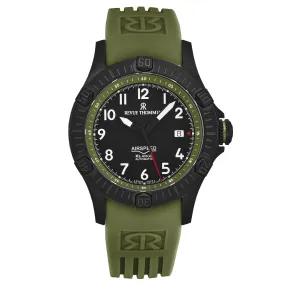 Revue Thommen Men's 'Air speed' Black Dial Green Rubber Strap Automatic Watch 16070.4774