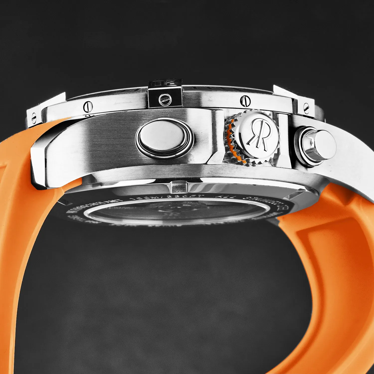 Revue Thommen Men's 'Air speed' Black Dial Orange Rubber Strap Automatic Watch 16071.6639