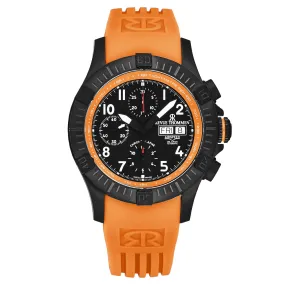 Revue Thommen Men's 'Air speed' Black Dial Orange Rubber Strap Automatic Watch 16071.6779