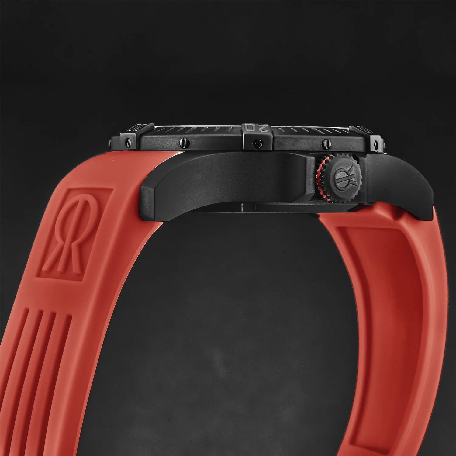 Revue Thommen Men's 'Air speed' Black Dial Red Rubber Strap Automatic Watch 16070.4676