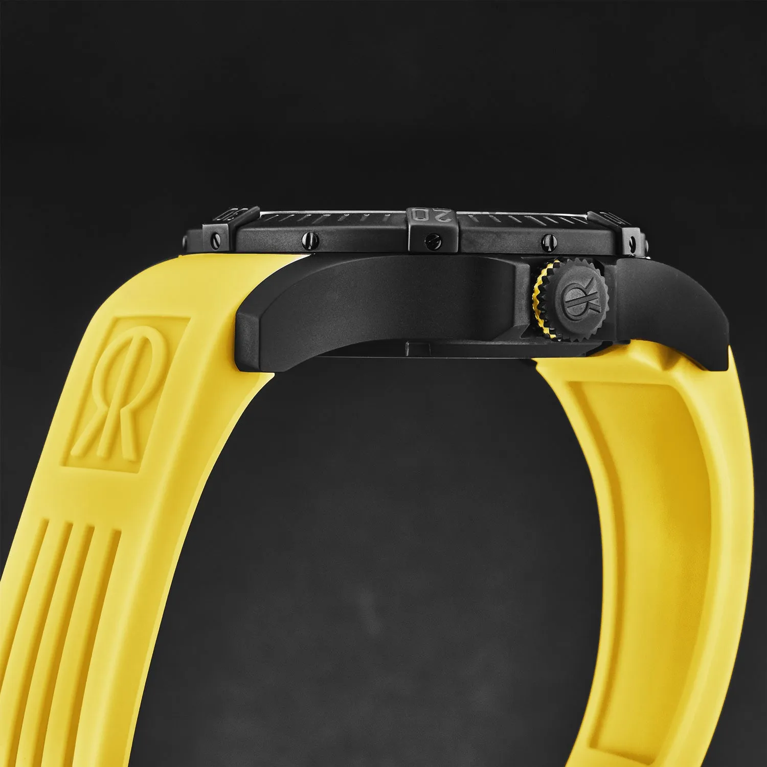 Revue Thommen Men's 'Air speed' Black Dial Yellow Rubber Strap Automatic Watch 16070.4678