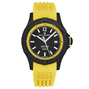 Revue Thommen Men's 'Air speed' Black Dial Yellow Rubber Strap Automatic Watch 16070.4678