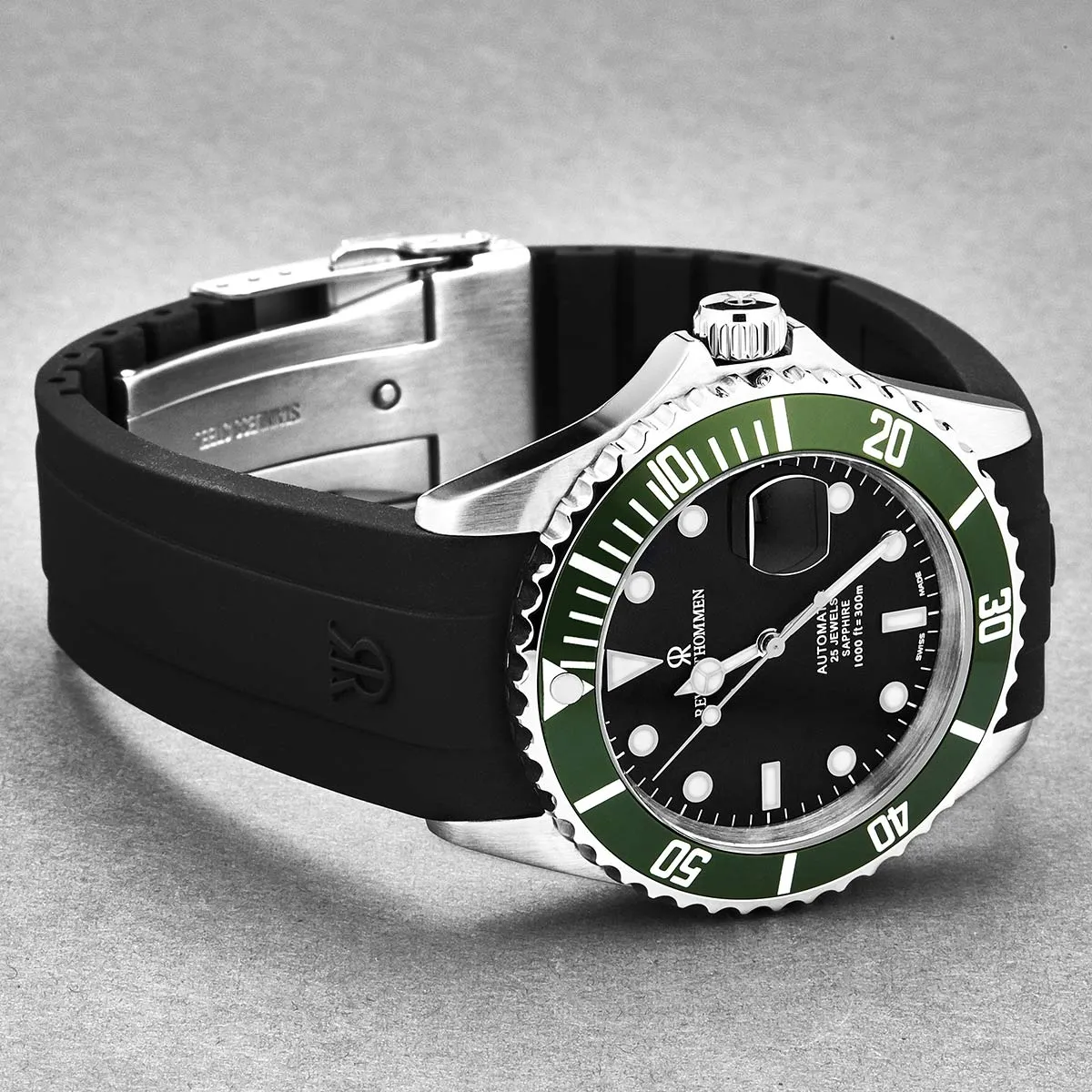 Revue Thommen Men's 'Diver' Black Dial Rubber Strap Swiss Automatic Watch  17571.2834